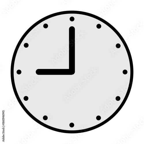 グレー時計のアイコン、ピクトグラム、イラスト、シンプル