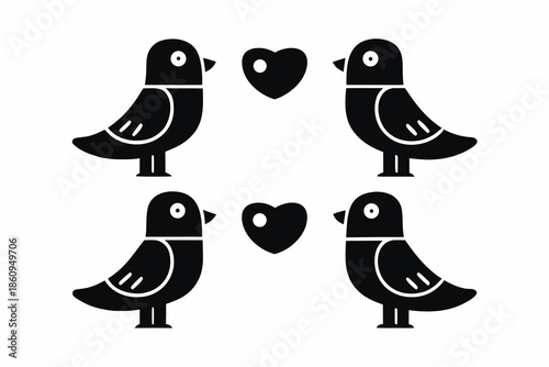 Love birds icon silhouette vector illustration isolated on white background