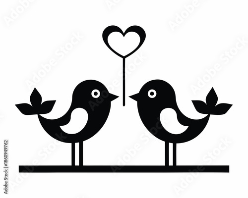 Love birds silhouette vector illustration isolated on white background