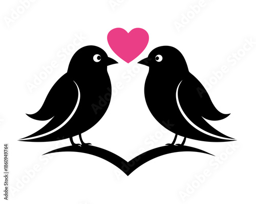 Love birds silhouette vector illustration isolated on white background