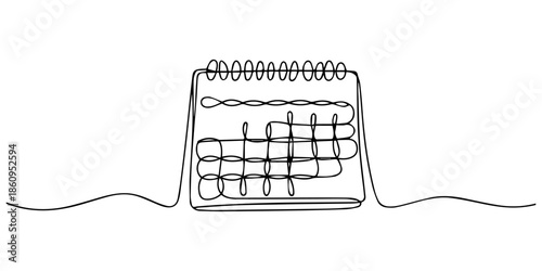 Abstract continuous one line drawing of a calendar representing time and planning vector, Minimal continuous one line drawing of a calendar outline simple date planner illustration, Table calendar.