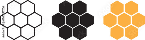 Hexagon patterns in black, white, and yellow on