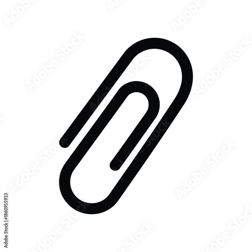 Minimalist black outline icon of a paperclip, signifying attachment, connection, or document organization for digital interfaces