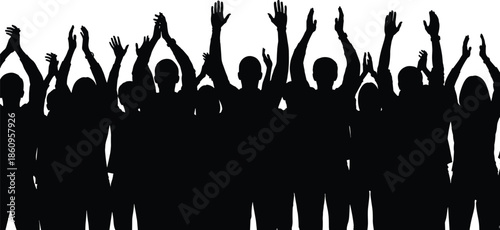 Large bundle of black vector silhouettes featuring diverse families with children walking playing cycling and carrying babies on shoulders together