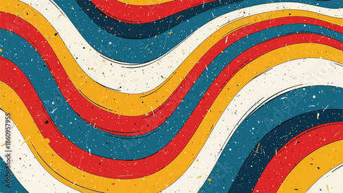 Vibrant wavy pattern with red yellow blue and white colors