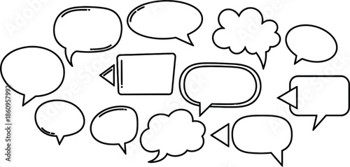 Collection of various speech bubbles and text boxes
