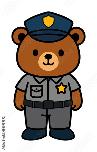 cute bear police officer - cartoon character - drawing (artwork 4)