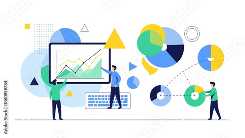 Business Professionals Analyzing Data Charts and Graphs.