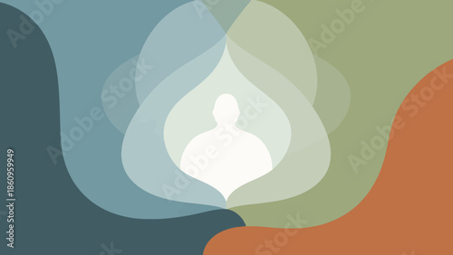 Abstract White Human Silhouette Peaceful Calm.