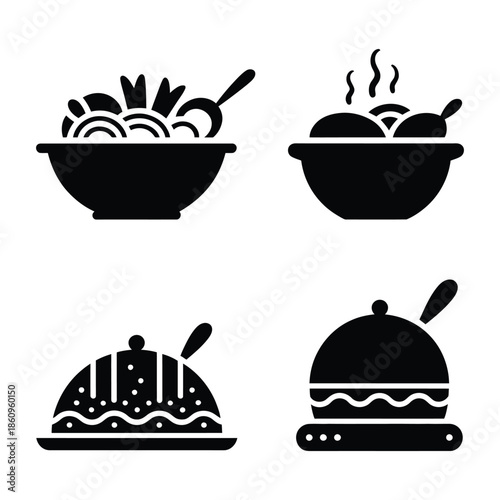 Traditional Local Food Vector, Silhouette, Illustration