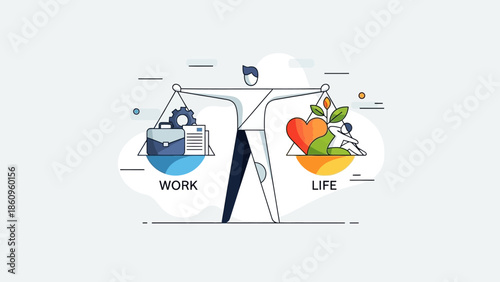 Balance Scale with Work and Life Elements.