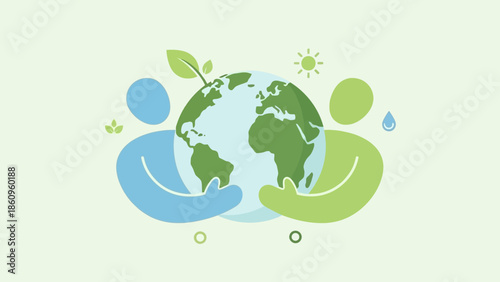 Graphic Illustration of Earth with Human Figures.