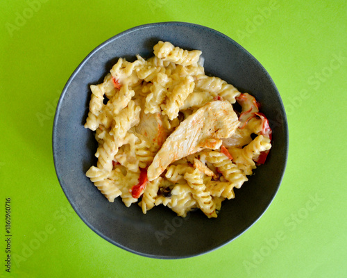 Sicilian style chicken pasta in a parmesan sauce. 