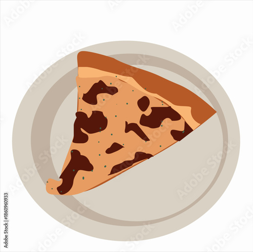 pizza on a plate. Pizza slice on plate with sausage pizza and cheese pizza slice 
