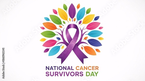 National cancer survivors day awareness ribbon