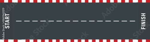 A black and white checkered race track with start and finish line