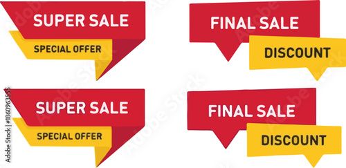 A set of sale and discount banners on a