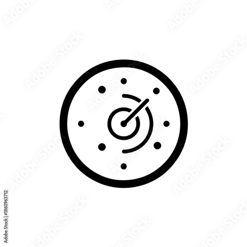 Vector illustration of a circular aviation radar interface with tracking points, symbolizing navigation, safety, and global flight tracking