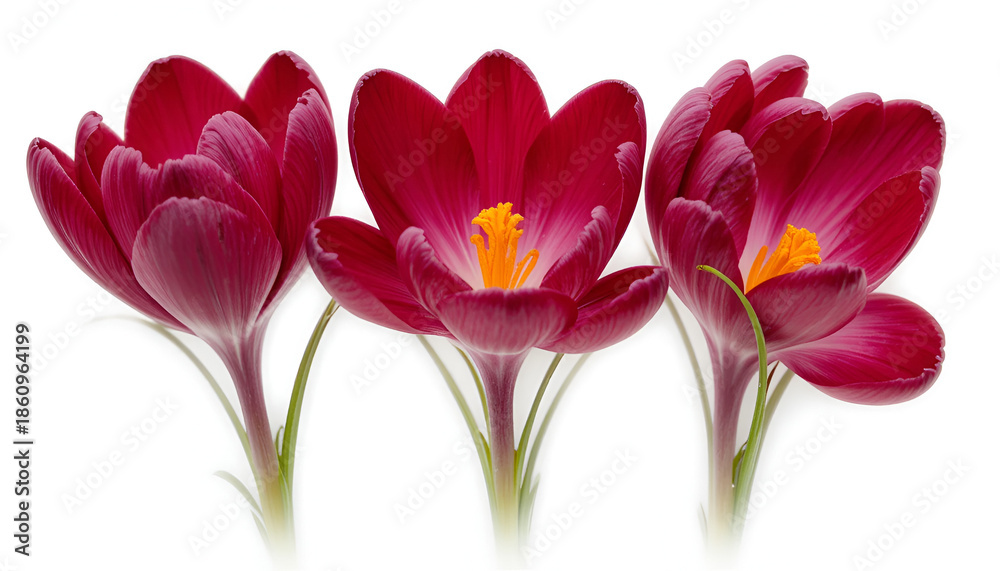 Naklejka premium bouquet of red tulips natural blossom purple flower fresh petal isolated white background,