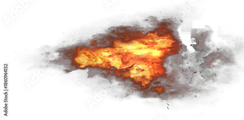 Fotografie Set of burning fires of flames and sparks on transparent background