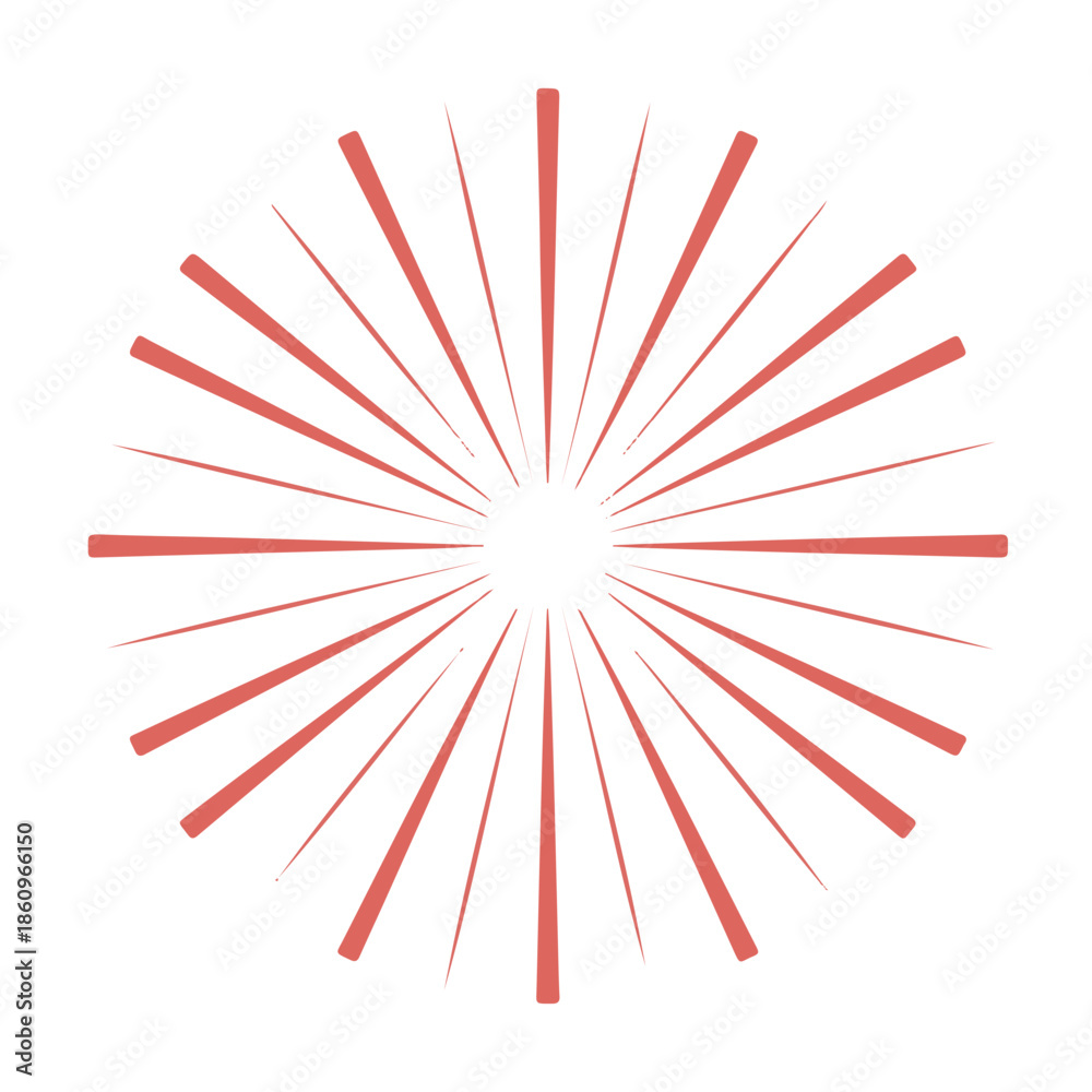 Obraz premium Red Radial Lines Exploding on White Background