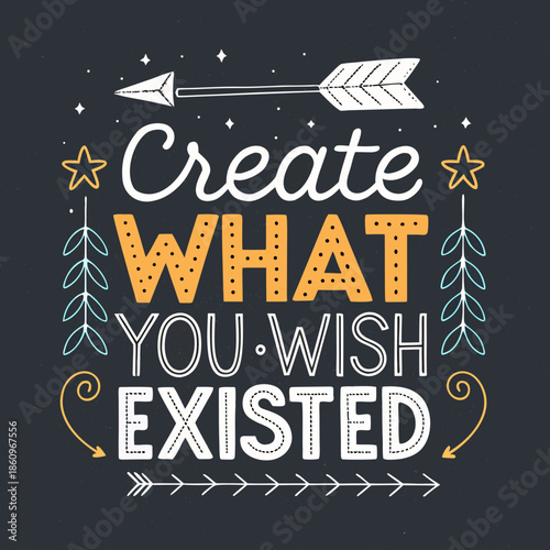 Inspirational hand-drawn typography design encouraging imagination and the pursuit of new ideas, perfect for motivation and creative projects and personal growth