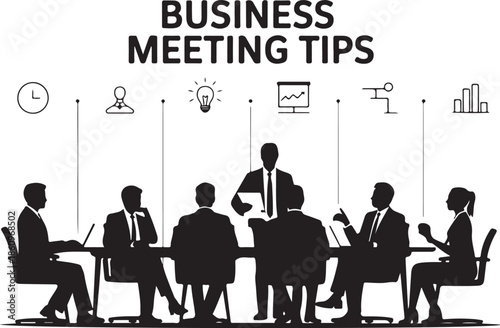 Business meeting with people around a table and above