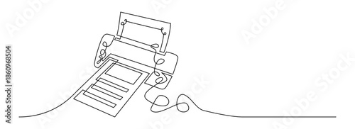 Continuous line drawing of ticket printing machine minimalist vector illustration