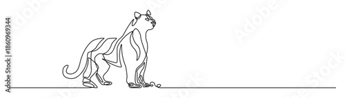 Tiger walking side view continuous line art minimalist vector illustration