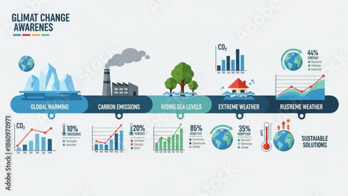 Climate change awareness infographic with global warming statistics