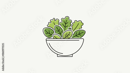 Fresh salad leaves in a clean white bowl