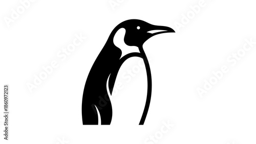 Minimalist Black and White Penguin Illustration Symbolizing Wildlife and Nature Conservation