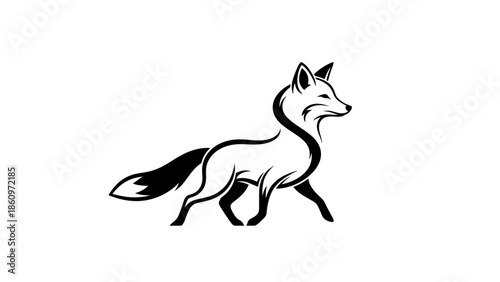 Elegant black and white fox logo design with minimalist and modern style