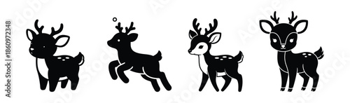 Adorable graphic deer silhouettes collection for festive and playful designs
