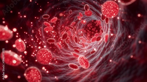 Blood cells, bacteria and virus traveling through a vein. bubble air particle under the water, science biology infection blood cell and virus concept 4K motion graphic