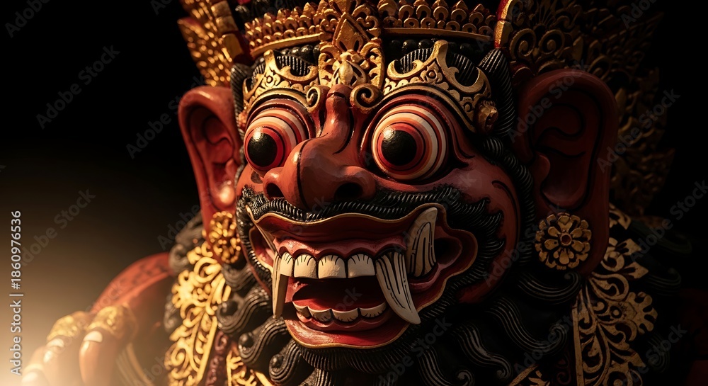 Obraz premium Bali Barong mask close up face.