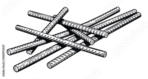 Stacked rebar elements creating a strong and durable foundation, perfect for construction industry advertisements, engineering project showcases, and building material supplier promotions