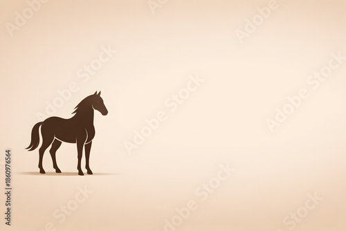 Minimal Horse Silhouette on Soft Beige Background