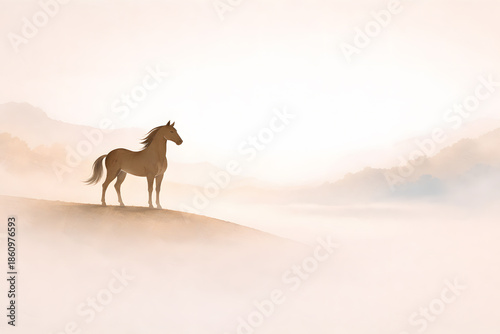 Minimal Horse Silhouette on Soft Beige Background