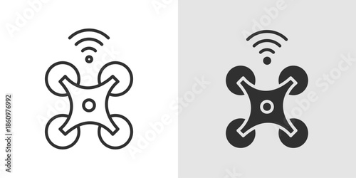 Connected Drone Icon representing smart aerial systems, real-time connectivity, remote control, and data-driven drone operations.