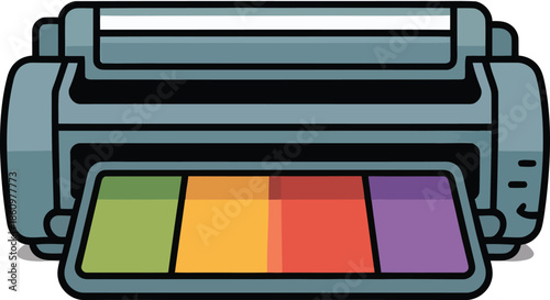 Modern Color Inkjet Printer Printing Multi-Color Page