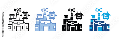 Smart Factory Icon Set Multiple Style Collection
