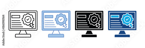 Monitor Icon Set Multiple Style Collection
