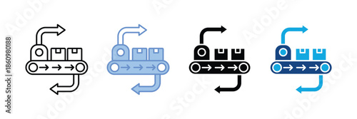 Production Flow Icon Set Multiple Style Collection

