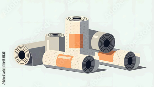 Flat vector illustration of wallpaper rolls folded in a modern minimalist style  