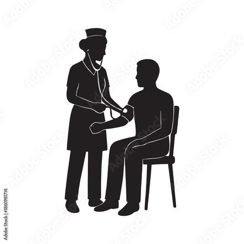 Nurse Silhouette – Healthcare Medical Worker Vector Illustration Isolated on White Background