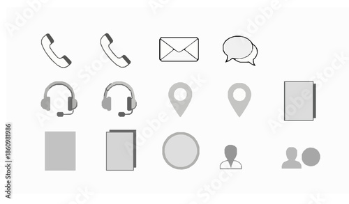 Contact Us Communication Icons Set Customer Support Line Vector Illustration