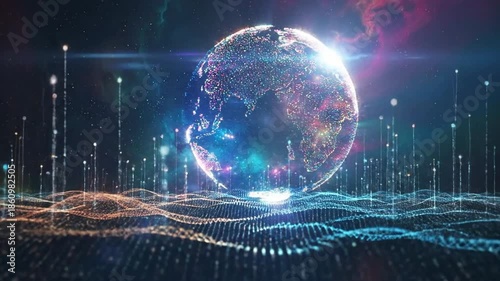 Digital Earth - A Futuristic Visualization of Global Connectivity and Data.