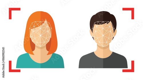 Biometric Facial Recognition and Digital Identity Verification Technology for Man and Woman