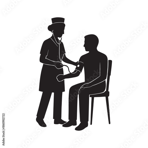 Nurse Silhouette – Healthcare Medical Worker Vector Illustration Isolated on White Background